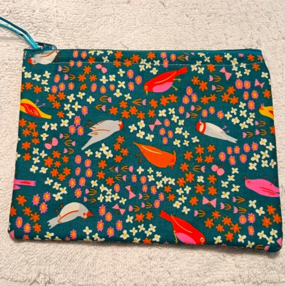 Vintage bird & flower jewelry pouch & make-up bag